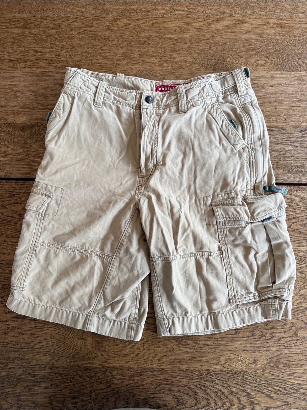 Vintage Abercrombie Cargo Shorts - kids Beige Utility Shorts - Size XL
